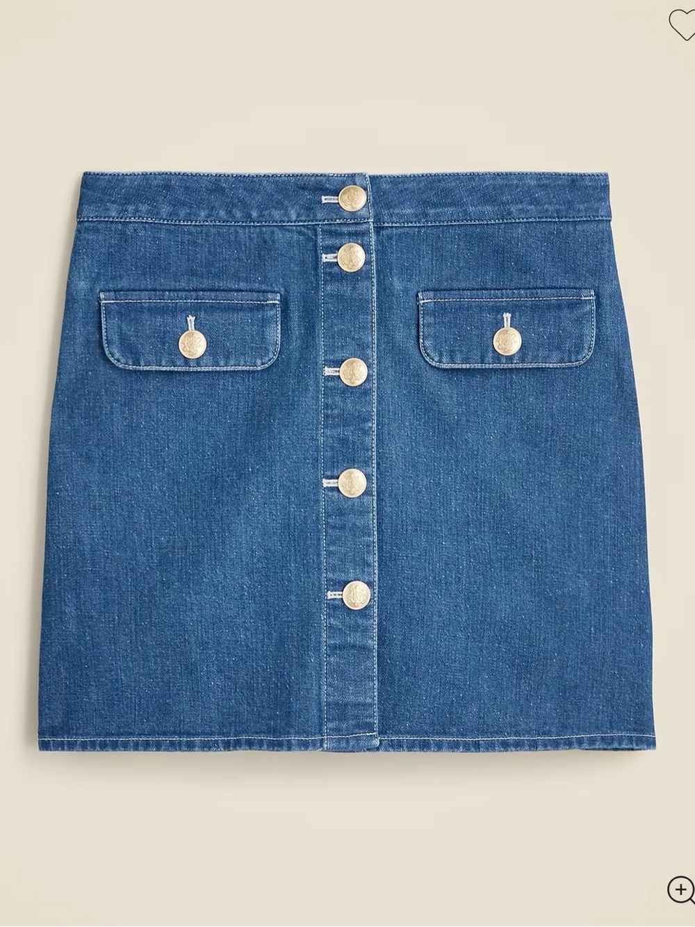 J.Crew Denim Mini Skirt Gold Button Front Size 8